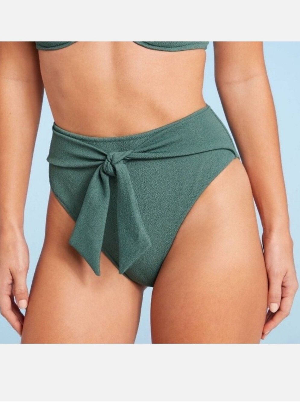 Nwot Shade & Shore High-Waist Tie-Front Bikini Bottom - Sage Green Medium
